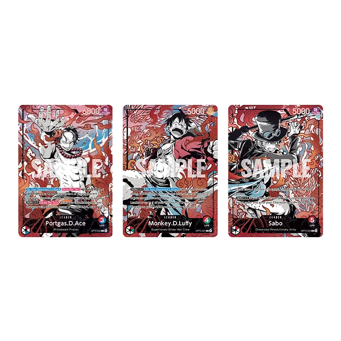 One Piece Card Game 3rd Anniversary Set EN – cartes Leader Ace Luffy Sabo